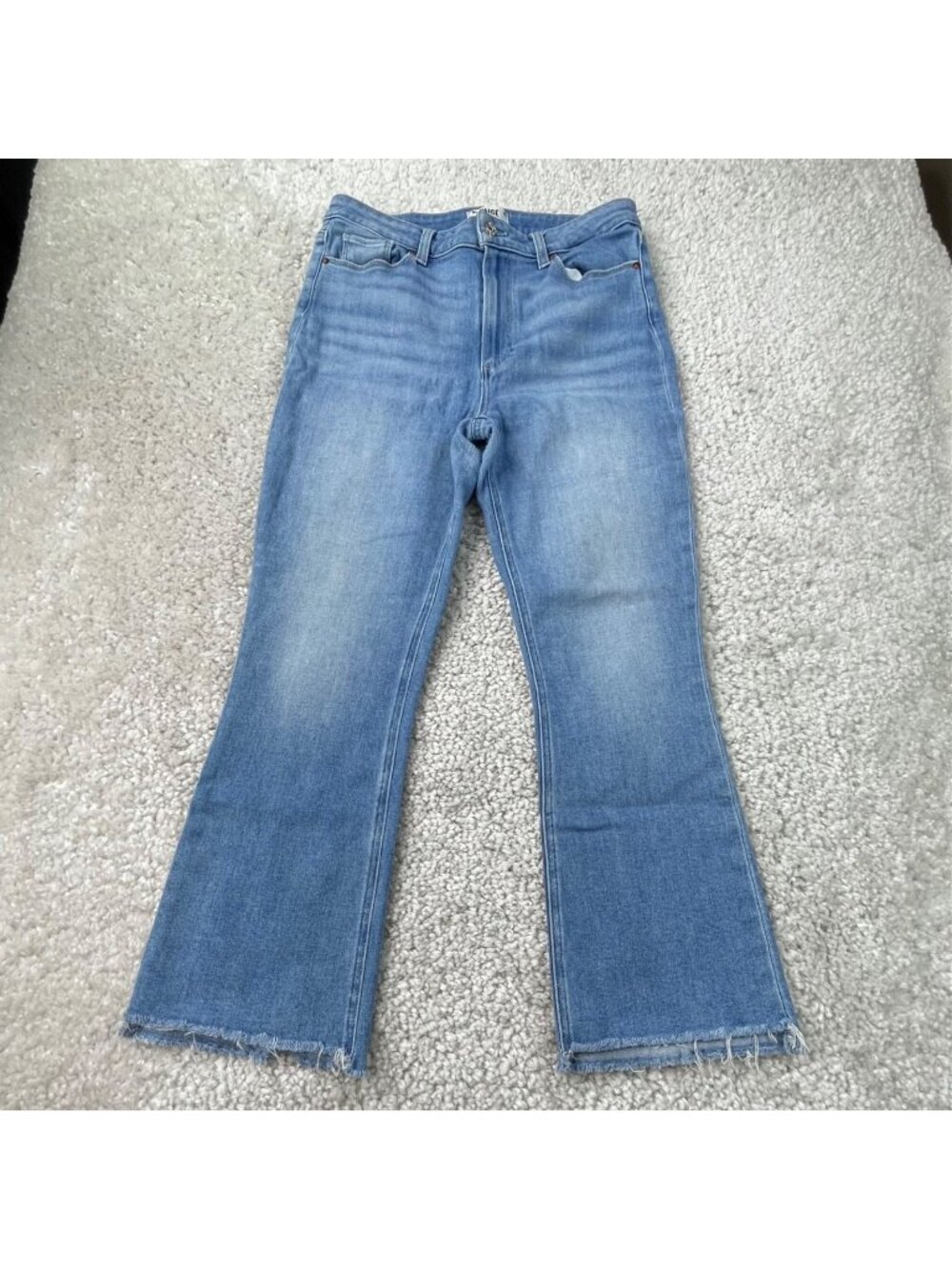 PAIGE Claudine Ultra High Rise Kick Flare Swap Meet Raw Hem Jean Womens 31